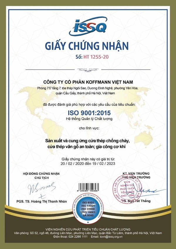 Giấy chứng nhận ISO 9001 2015
